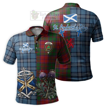 Tartan Vibes Clothing Grant Tartan Polo Shirt Happy St. Andrew's Day Half Tartan Style