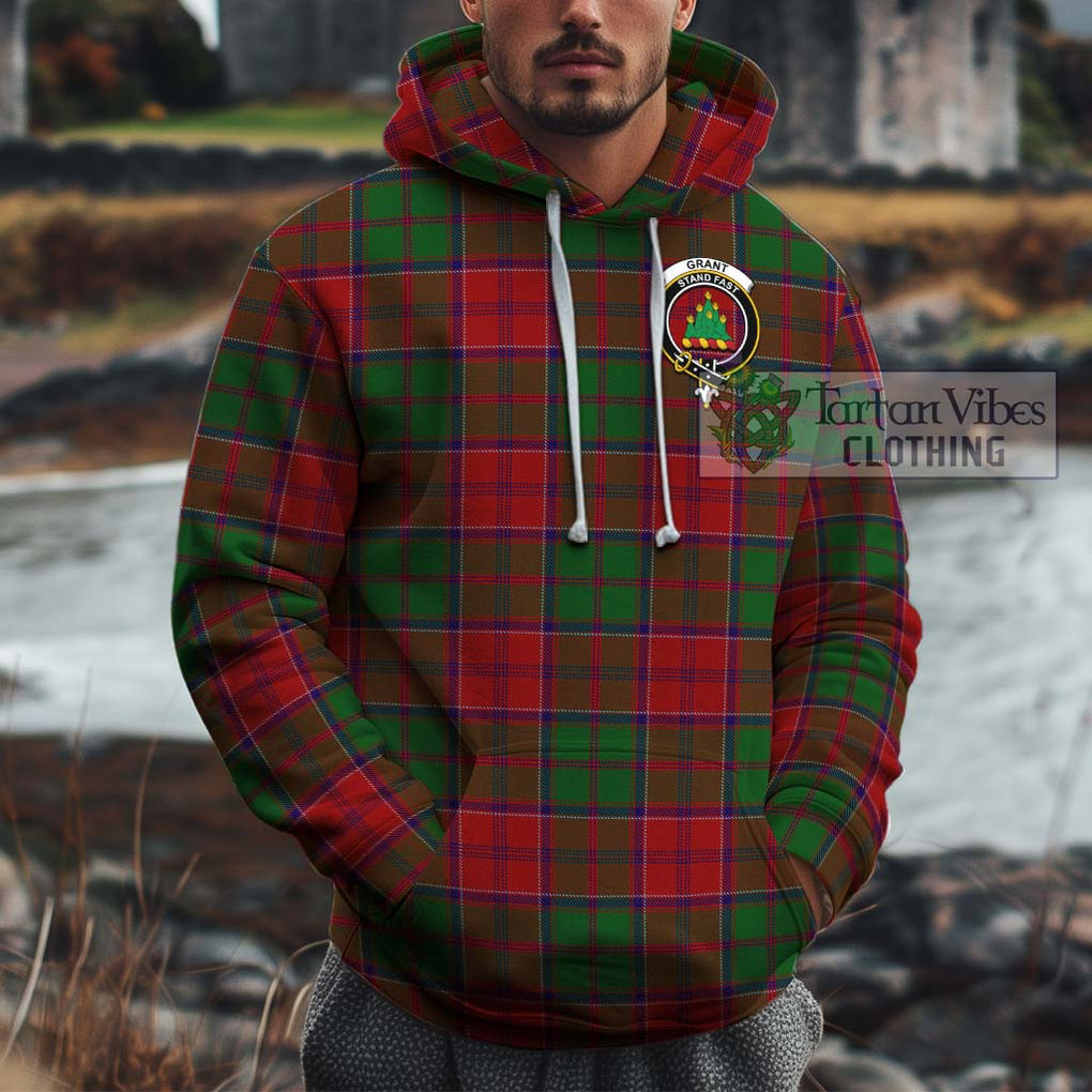 Grant Tartan Cotton Hoodie with Family Crest Pullover Hoodie XS - Tartan Vibes Clothing