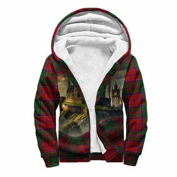 Tartan Vibes Clothing Grant Tartan Family Crest Sherpa Hoodie with Scottish Ancient Castle Style