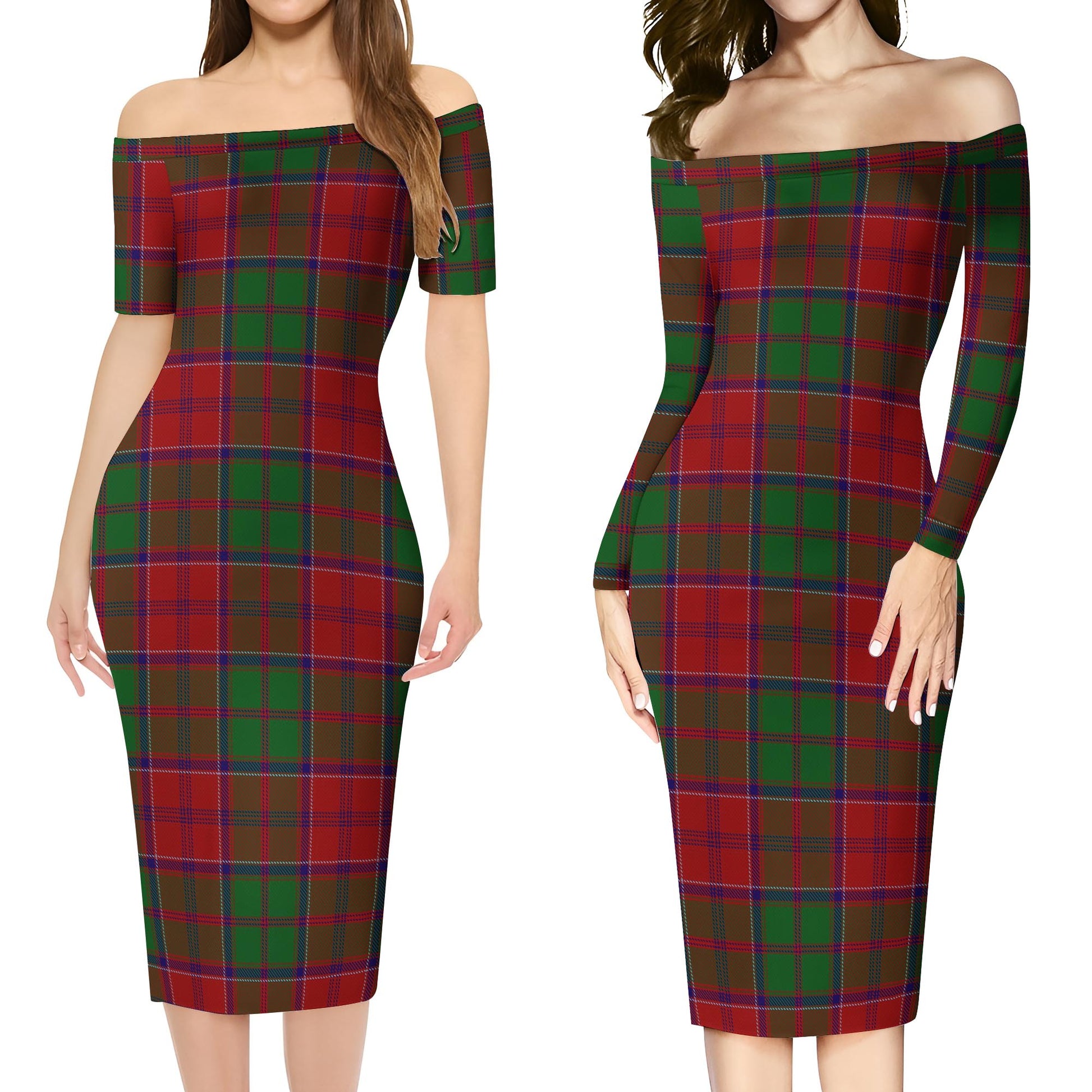 Grant Tartan Off Shoulder Lady Dress Women's Dress - Tartanvibesclothing
