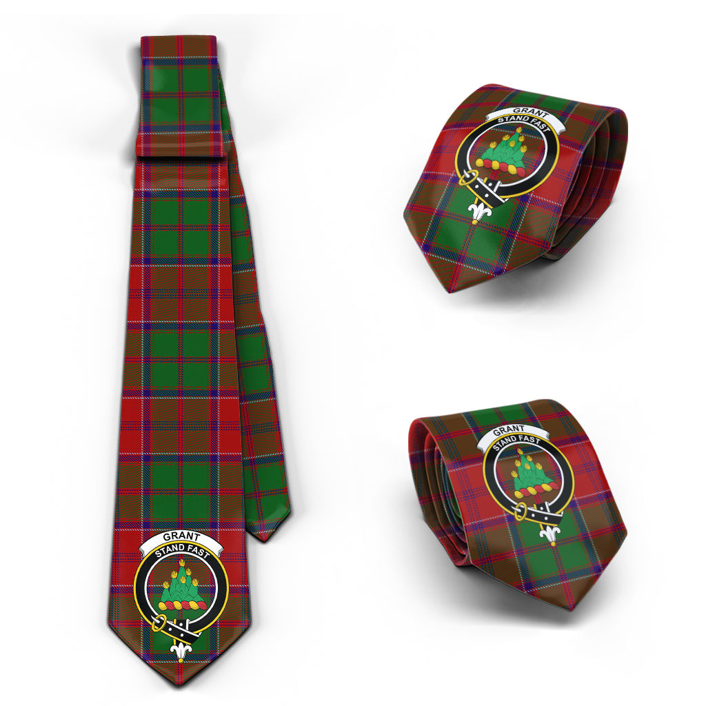 Grant Tartan Classic Necktie with Family Crest Necktie One Size - Tartan Vibes Clothing