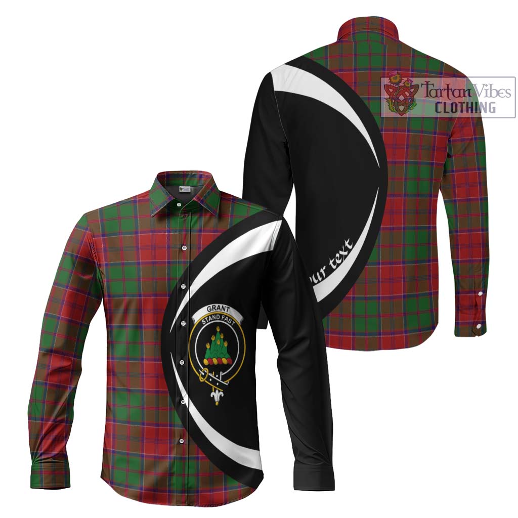Grant Tartan Long Sleeve Button Up with Family Crest Circle Style Men's Shirt S - Tartan Vibes Clothing