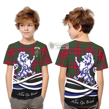 Grant Tartan Kid T-Shirt with Alba Gu Brath Regal Lion Emblem Youth XL Size14 - Tartanvibesclothing Shop