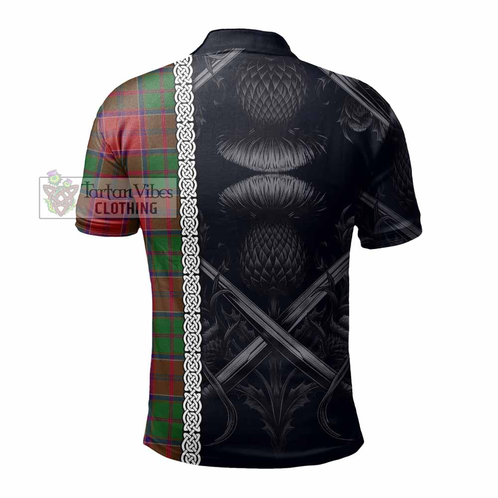 Tartan Vibes Clothing Grant Tartan Polo Shirt with Family Crest Cross Sword Thistle Celtic Vibes