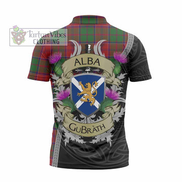 Tartan Vibes Clothing Grant Tartan Family Crest Zipper Polo Shirt Lion Rampant Royal Thistle Shield Celtic Inspired