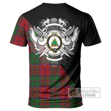 Grant Tartan T-Shirt with Family Crest and Military Logo Style - Tartanvibesclothing Shop