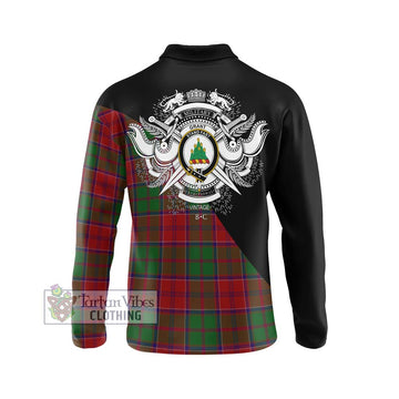 Grant Tartan Long Sleeve Polo Shirt with Family Crest and Military Logo Style