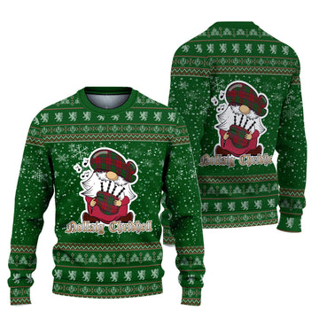 Grant Clan Christmas Family Ugly Sweater with Funny Gnome Playing Bagpipes