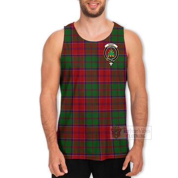 Grant Tartan Men's Tank Top with Family Crest and Bearded Skull Holding Bottles of Whiskey