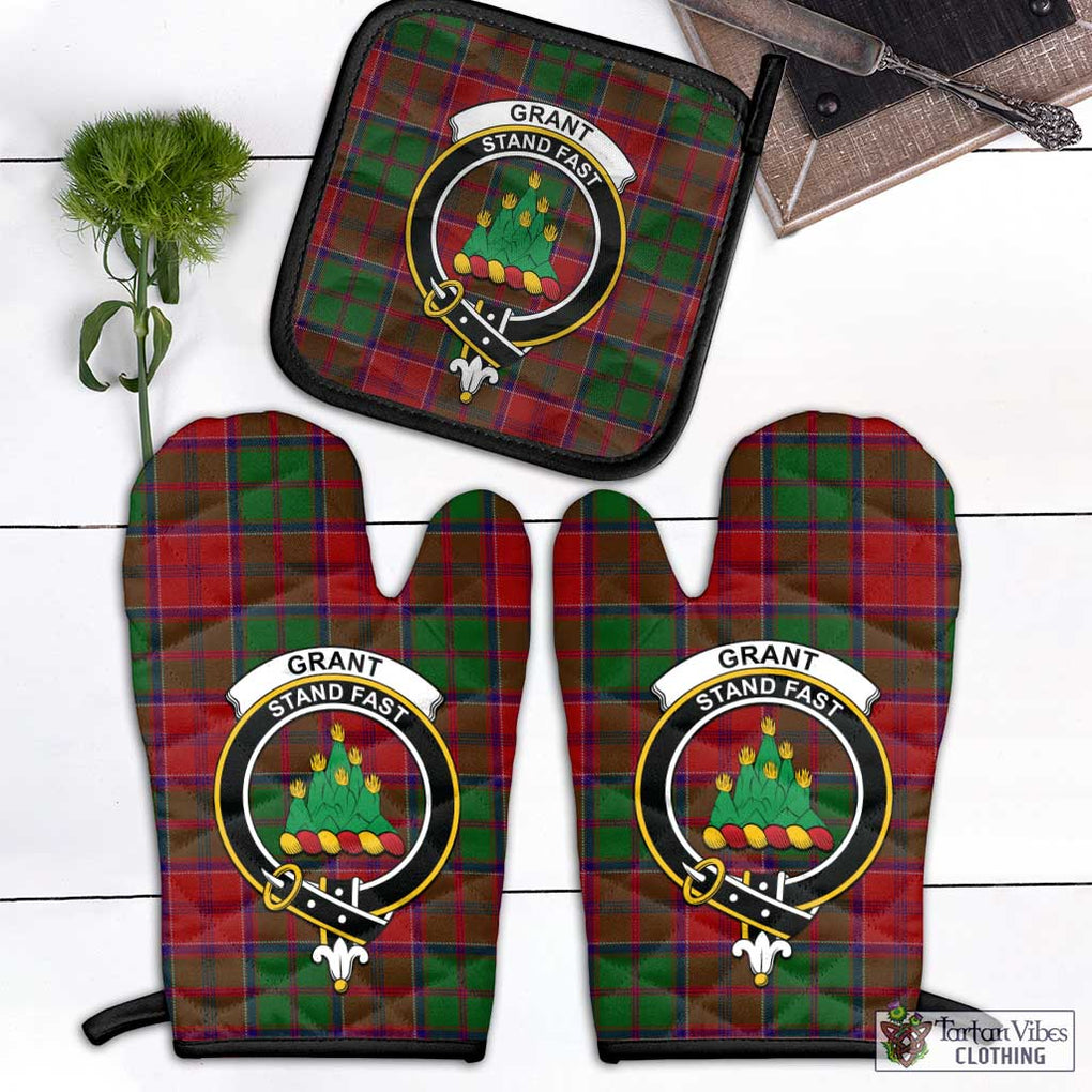 Grant Tartan Combo Oven Mitt & Pot-Holder with Family Crest Combo 1 Oven Mitt & 1 Pot-Holder Black - Tartan Vibes Clothing