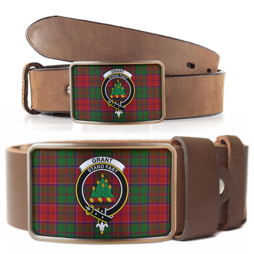 Grant Tartan Belt Buckles with Family Crest