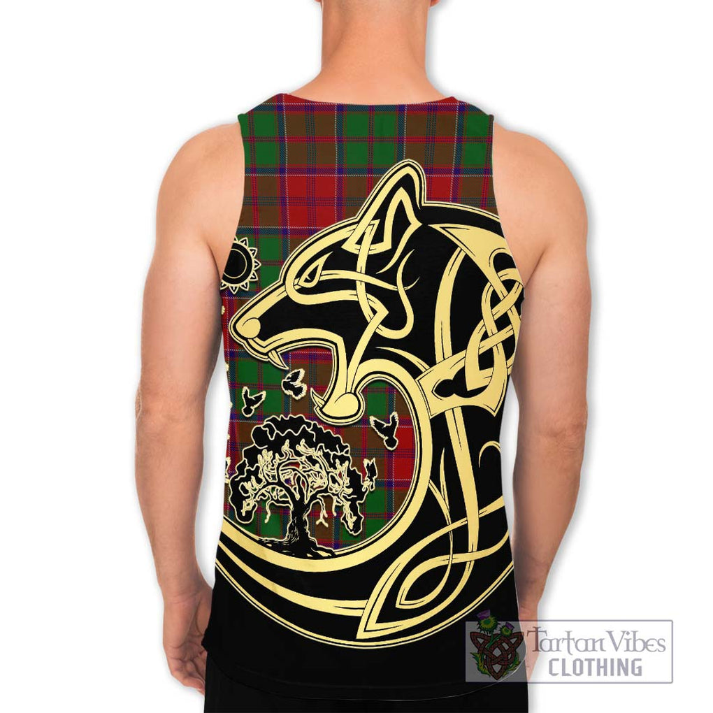 Grant Tartan Men's Tank Top with Family Crest Celtic Wolf Style - Tartan Vibes Clothing