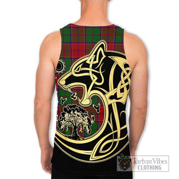 Grant Tartan Men's Tank Top with Family Crest Celtic Wolf Style