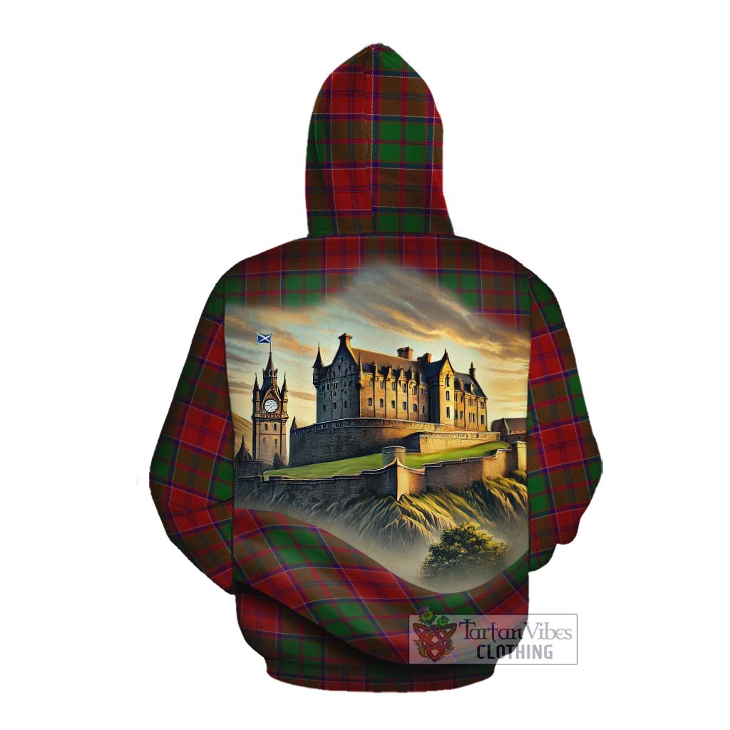 Tartan Vibes Clothing Grant Tartan Family Crest Cotton Hoodie with Scottish Ancient Castle Style