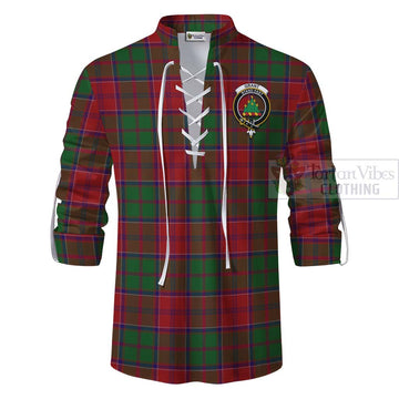 Tartan Vibes Clothing Grant Tartan Ghillie Kilt Shirt with Family Crest Celtic Skull Style