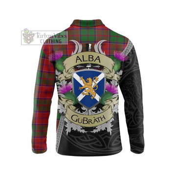Grant Tartan Family Crest Long Sleeve Polo Shirt Lion Rampant Royal Thistle Shield Celtic Inspired