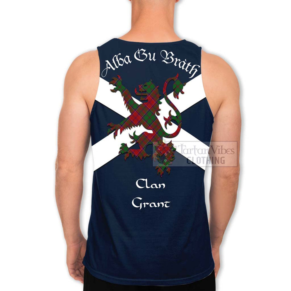 Tartan Vibes Clothing Grant Tartan Lion Rampant Men's Tank Top – Proudly Display Your Heritage with Alba Gu Brath and Clan Name