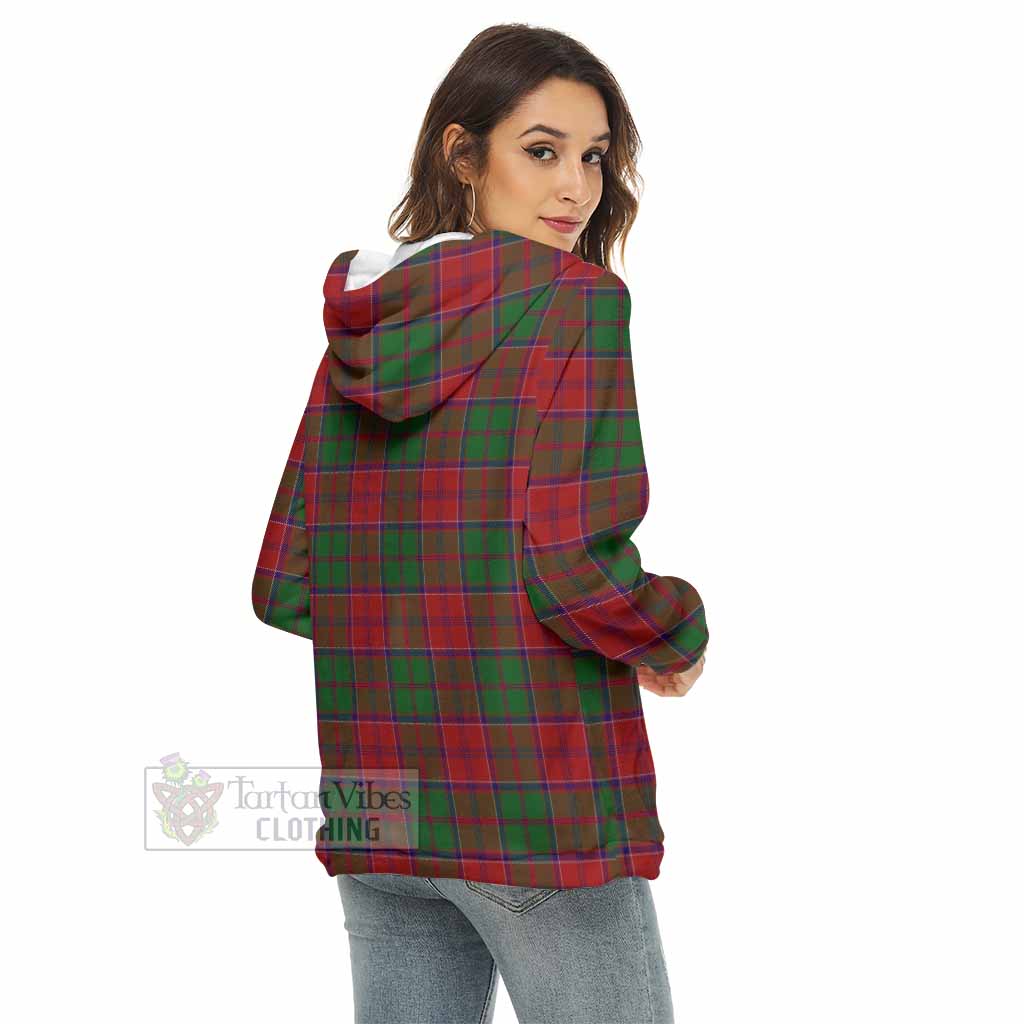 Grant Tartan Women's Borg Fleece Hoodie with Half Zip with Family Crest - Tartan Vibes Clothing