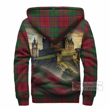 Tartan Vibes Clothing Grant Tartan Family Crest Sherpa Hoodie with Scottish Ancient Castle Style