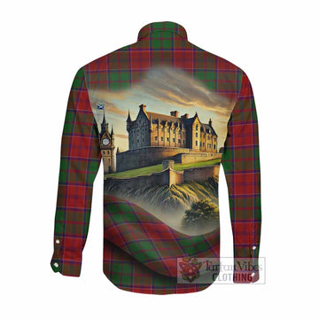 Grant Tartan Family Crest Long Sleeve Button Shirt with Scottish Ancient Castle Style