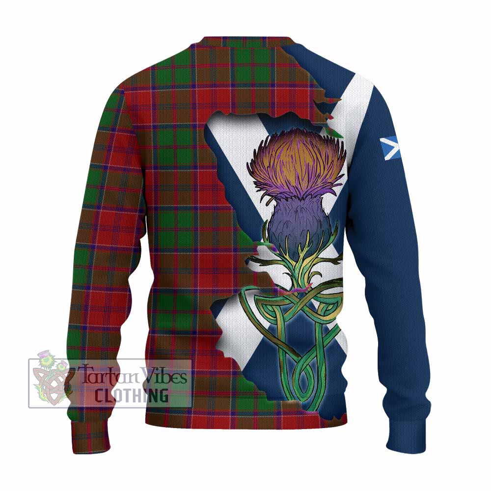 Tartan Vibes Clothing Grant Tartan Family Crest Knitted Sweater Scottish Thistle Celtic Inspired