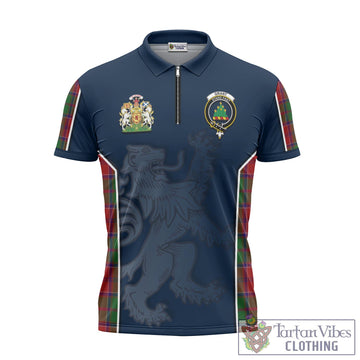 Grant Tartan Zipper Polo Shirt with Family Crest and Lion Rampant Vibes Sport Style
