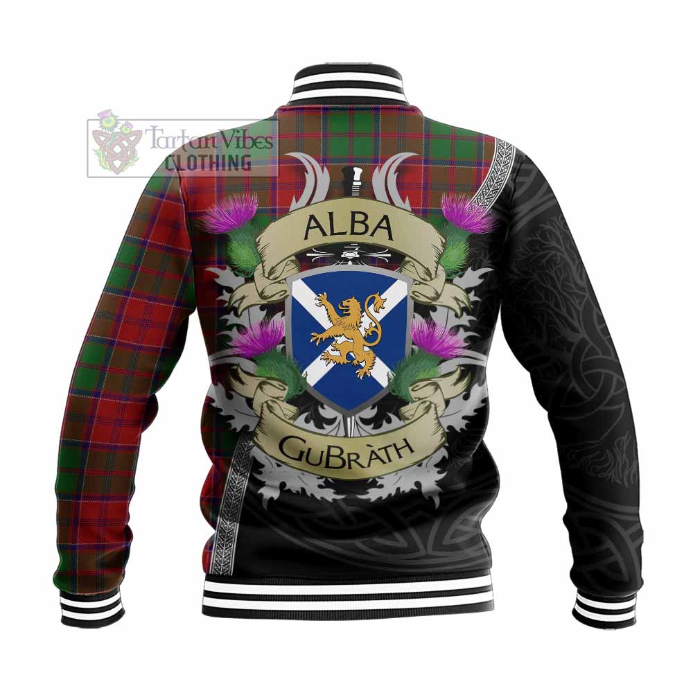 Tartan Vibes Clothing Grant Tartan Family Crest Baseball Jacket Lion Rampant Royal Thistle Shield Celtic Inspired