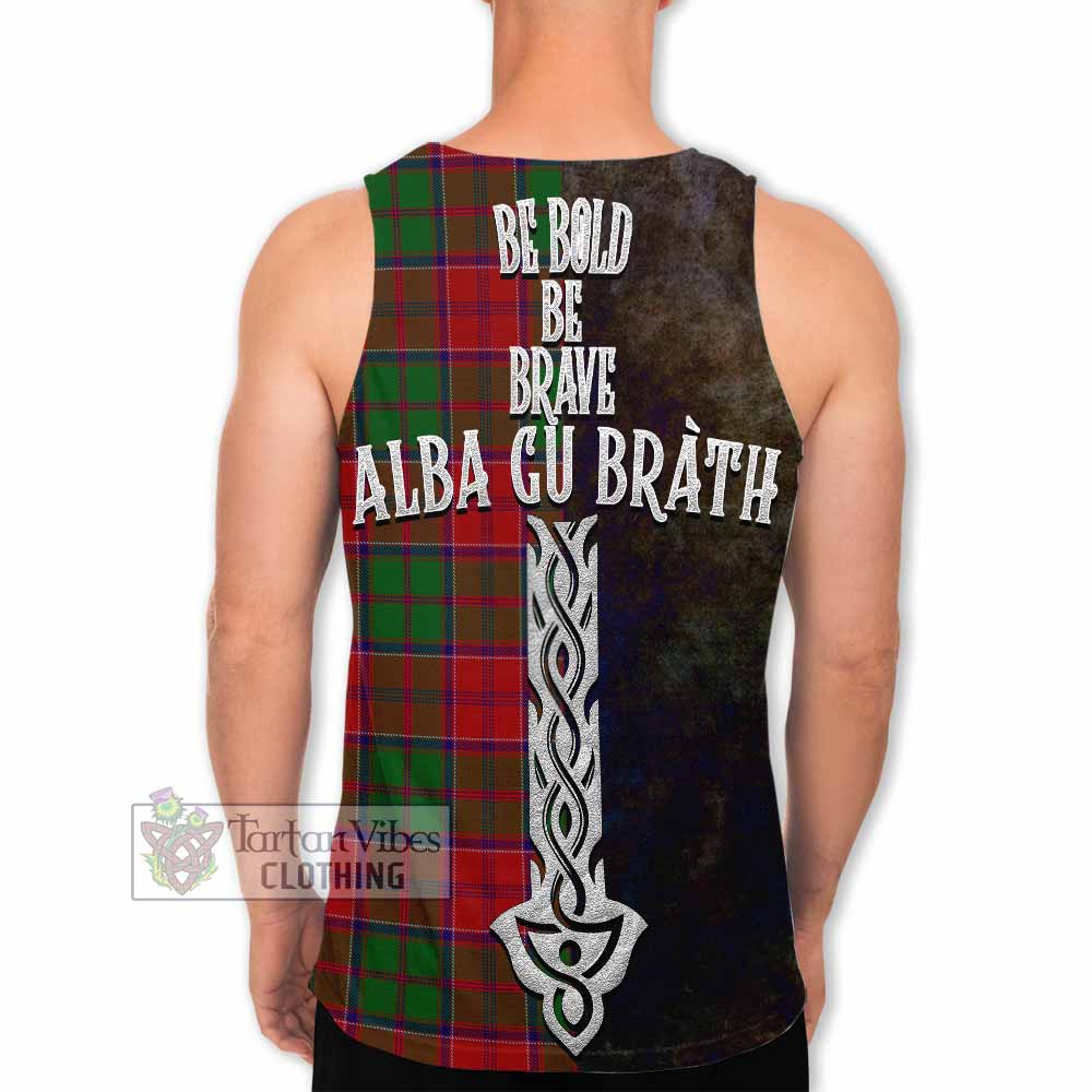Tartan Vibes Clothing Grant Tartan Family Crest Men's Tank Top Alba Gu Brath Be Brave Lion Ancient Style