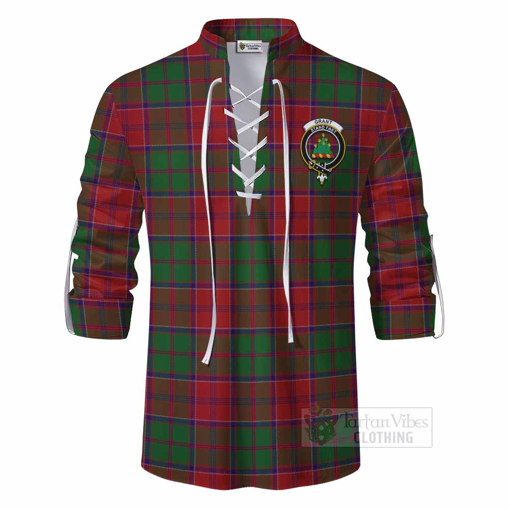 Tartan Vibes Clothing Grant Tartan Ghillie Kilt Shirt with Family Crest DNA In Me Style