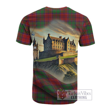 Tartan Vibes Clothing Grant Tartan Family Crest Cotton T-shirt with Scottish Ancient Castle Style