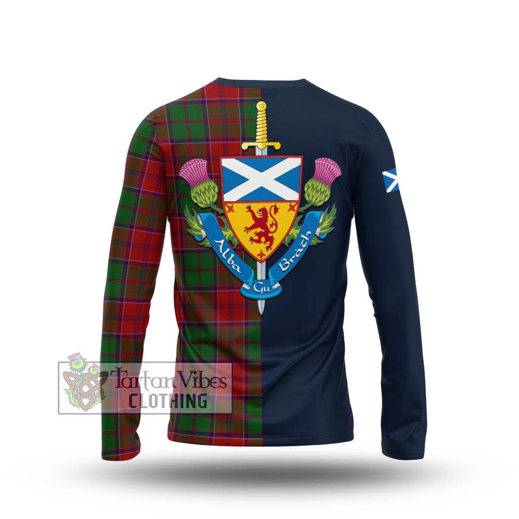 Tartan Vibes Clothing Grant Tartan Long Sleeve T-Shirt with Scottish Lion Royal Arm Half Style