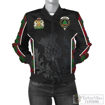 Grant Tartan Bomber Jacket with Family Crest and Scottish Thistle Vibes Sport Style