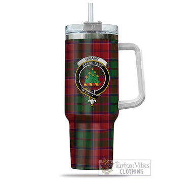 Tartan Vibes Clothing Grant Tartan and Family Crest Tumbler with Handle