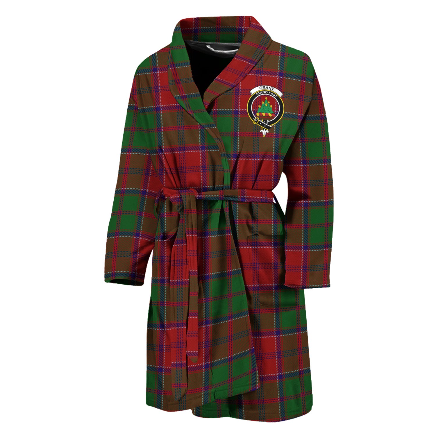 Grant Tartan Bathrobe with Family Crest Unisex M - Tartan Vibes Clothing