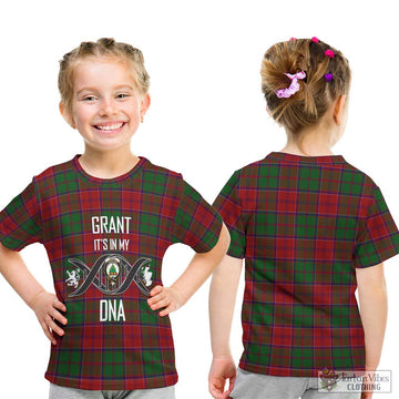 Grant Tartan Kid T-Shirt with Family Crest DNA In Me Style - Tartanvibesclothing Shop