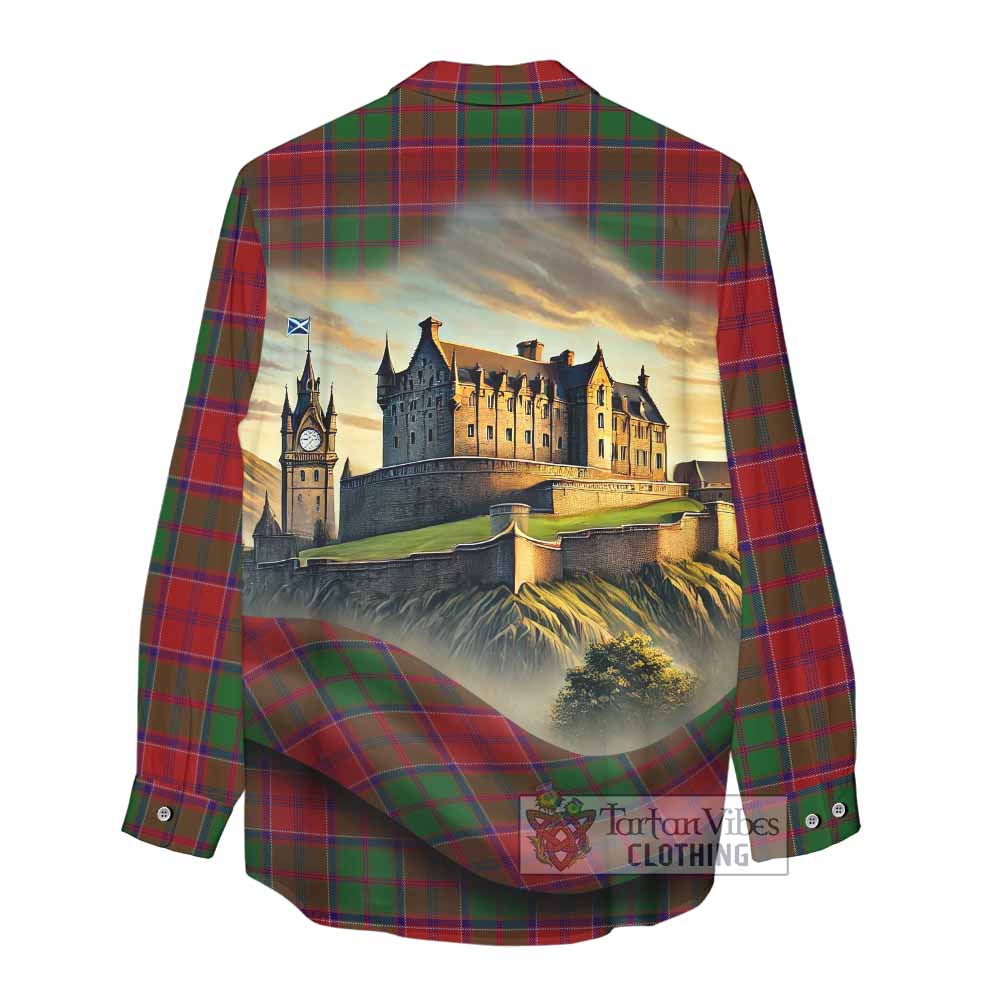 Tartan Vibes Clothing Grant Tartan Family Crest Women's Casual Shirt with Scottish Ancient Castle Style