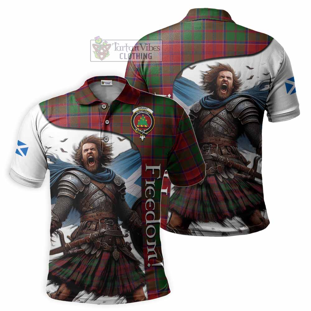 Tartan Vibes Clothing Grant Crest Tartan Polo Shirt Inspired by the Freedom of Scottish Warrior