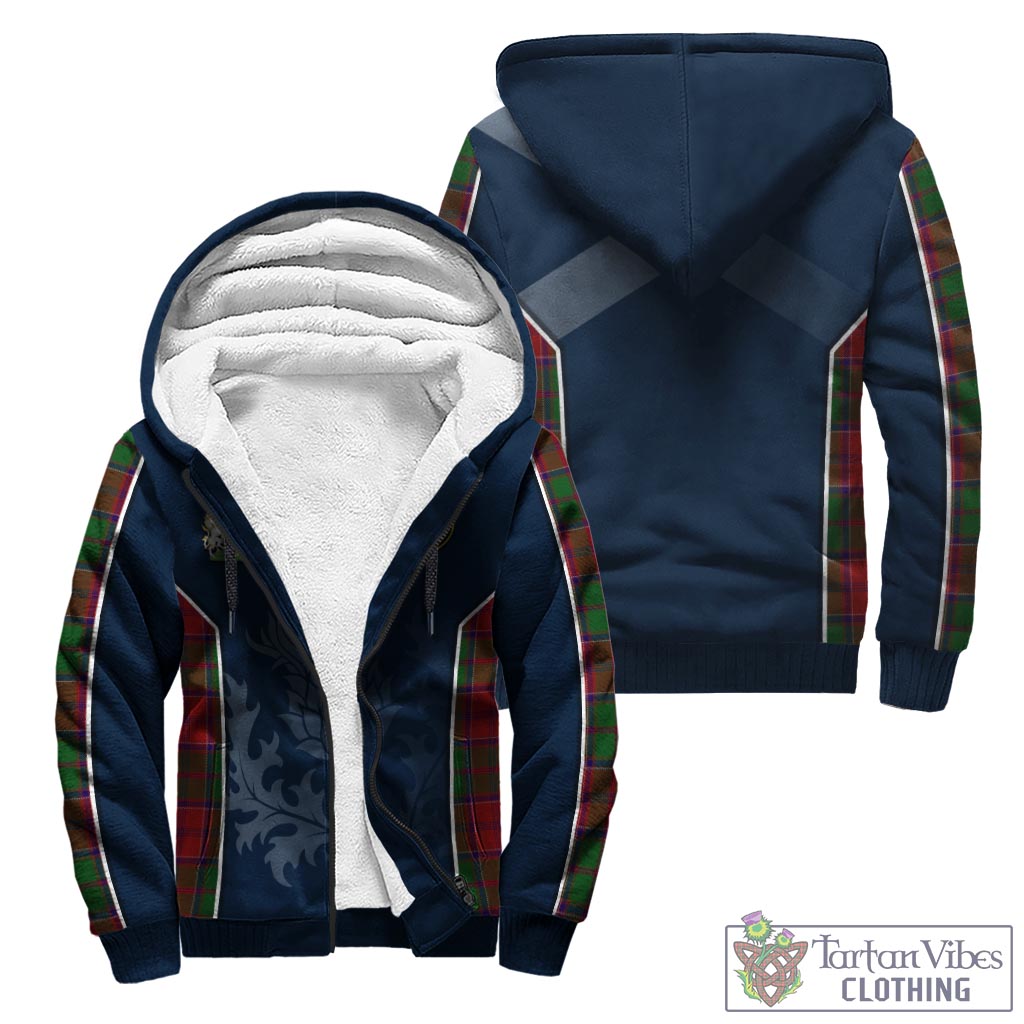 Tartan Vibes Clothing Grant Tartan Sherpa Hoodie with Family Crest and Scottish Thistle Vibes Sport Style