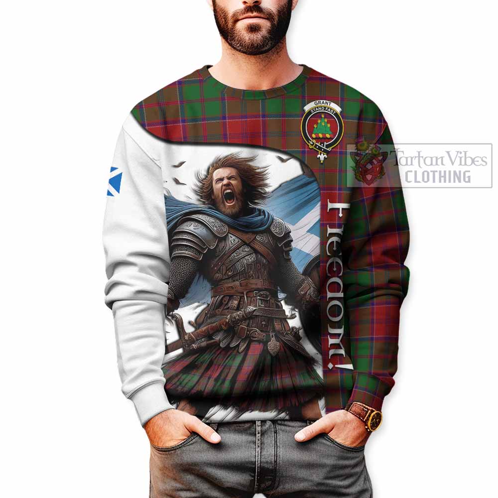 Tartan Vibes Clothing Grant Crest Tartan Sweatshirt Inspired by the Freedom of Scottish Warrior