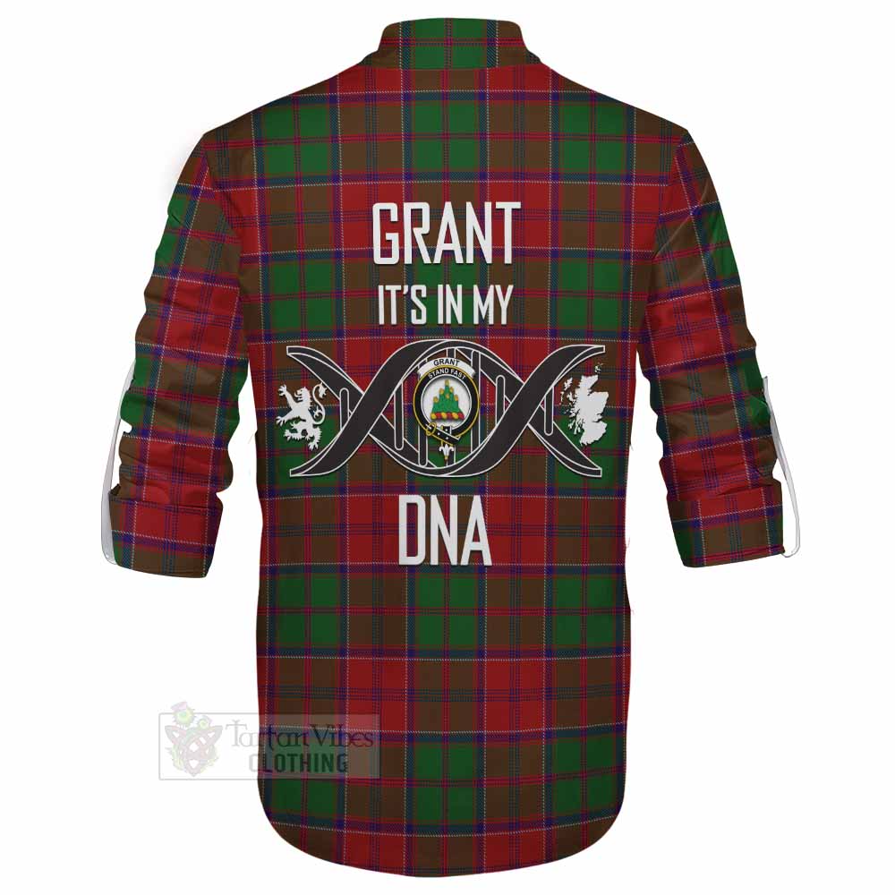 Tartan Vibes Clothing Grant Tartan Ghillie Kilt Shirt with Family Crest DNA In Me Style