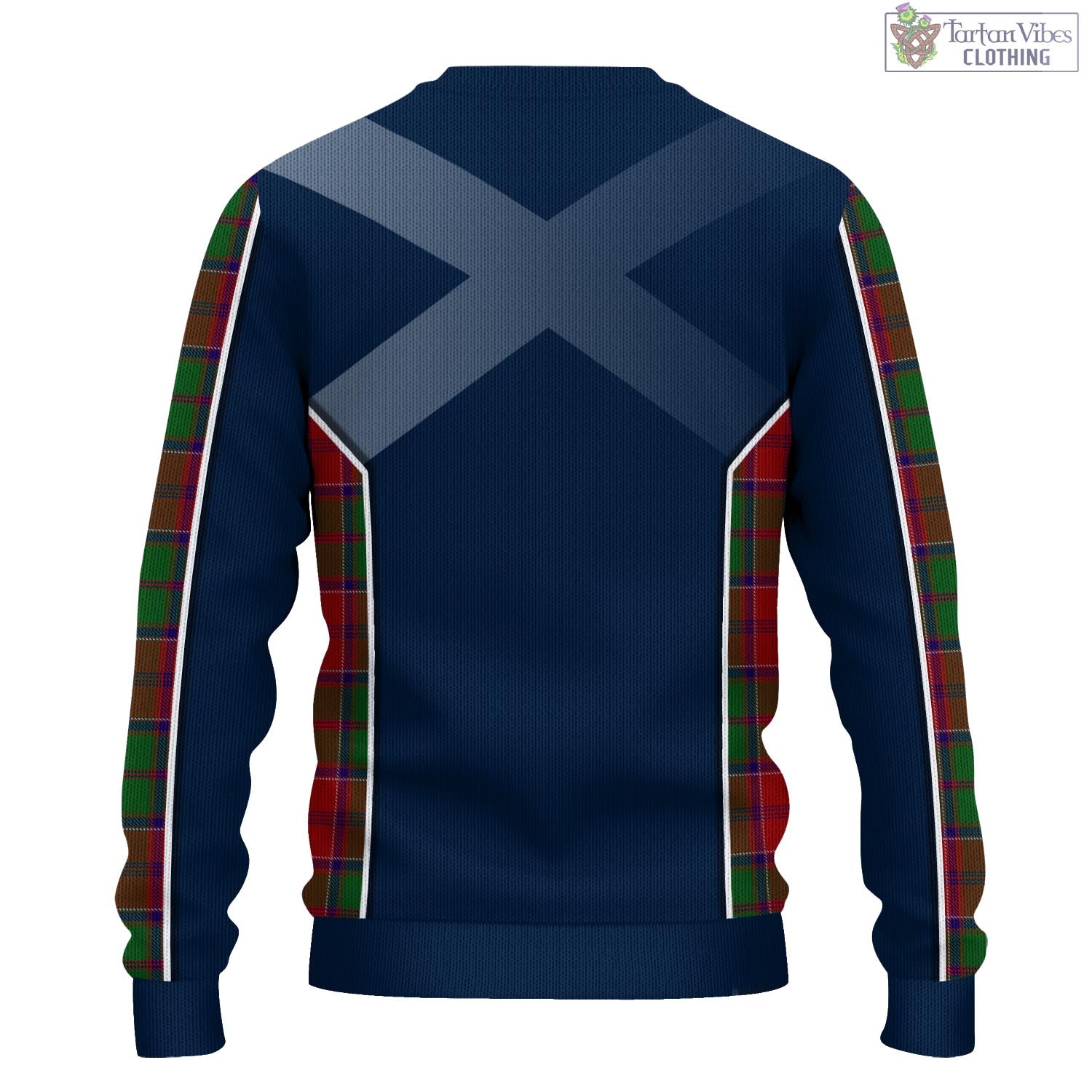 Tartan Vibes Clothing Grant Tartan Knitted Sweatshirt with Family Crest and Scottish Thistle Vibes Sport Style