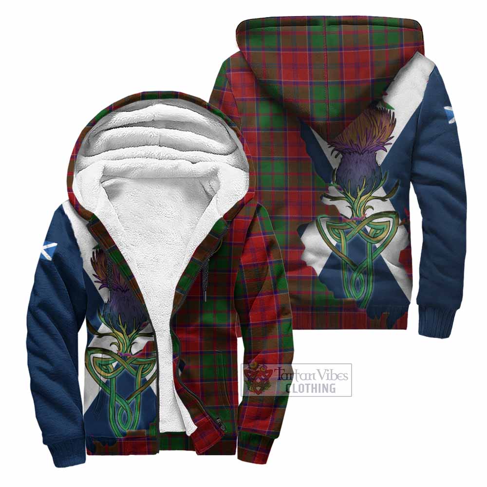 Tartan Vibes Clothing Grant Tartan Family Crest Sherpa Hoodie Scottish Thistle Celtic Inspired