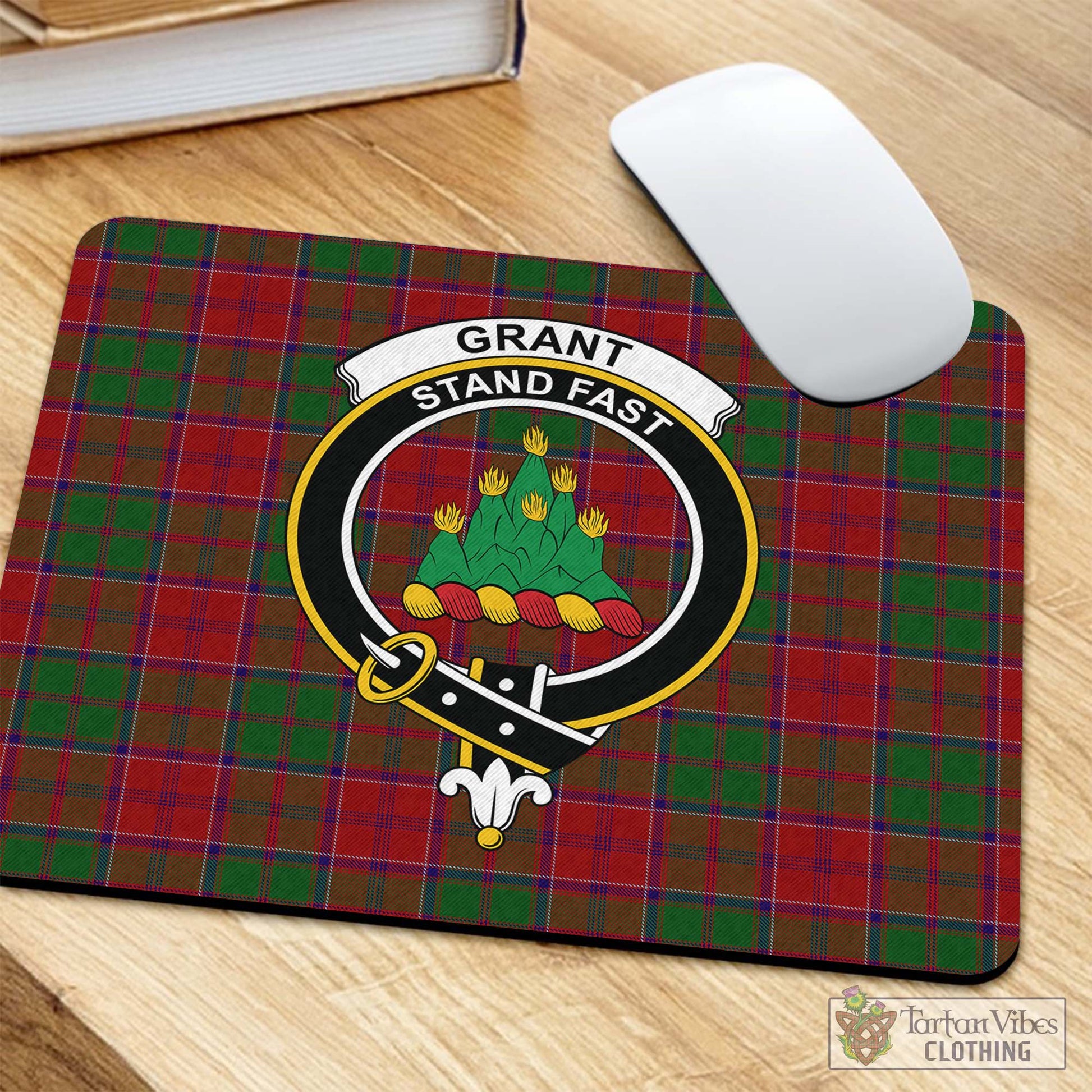 Tartan Vibes Clothing Grant Tartan Mouse Pad with Family Crest
