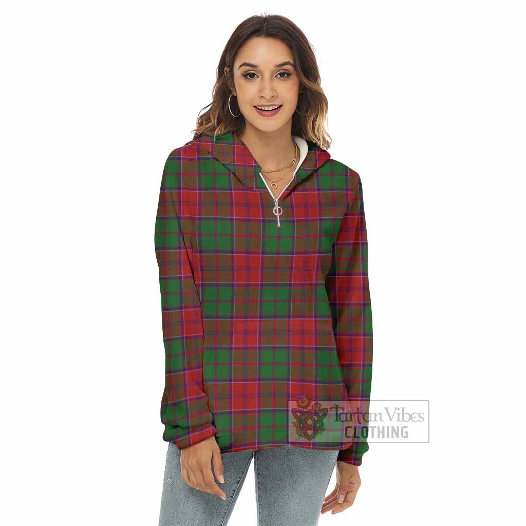 Tartan Vibes Clothing Grant Tartan Women's Borg  Half Zip Fleece Hoodie