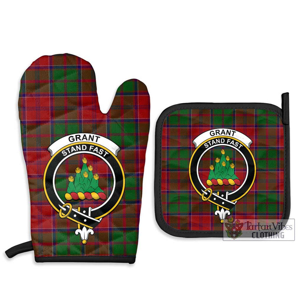 Grant Tartan Combo Oven Mitt & Pot-Holder with Family Crest Combo 1 Oven Mitt & 2 Pot-Holder Black - Tartan Vibes Clothing