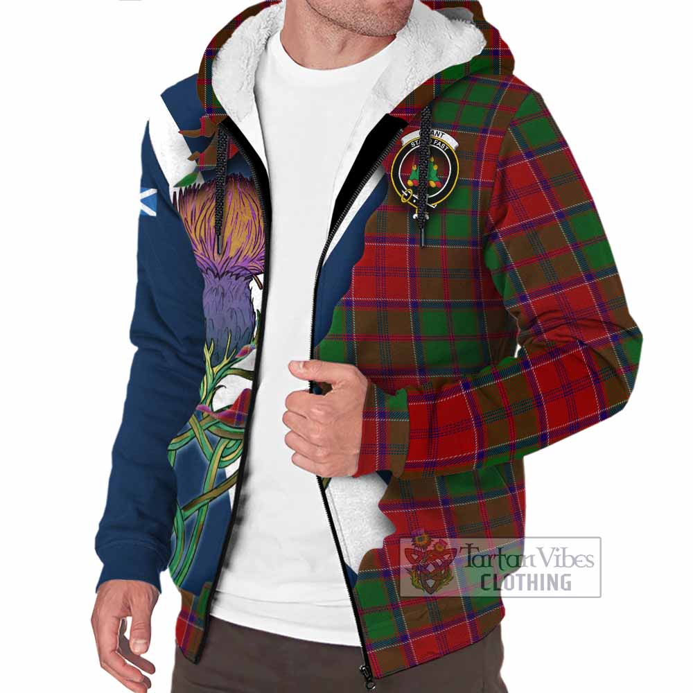 Tartan Vibes Clothing Grant Tartan Family Crest Sherpa Hoodie Scottish Thistle Celtic Inspired