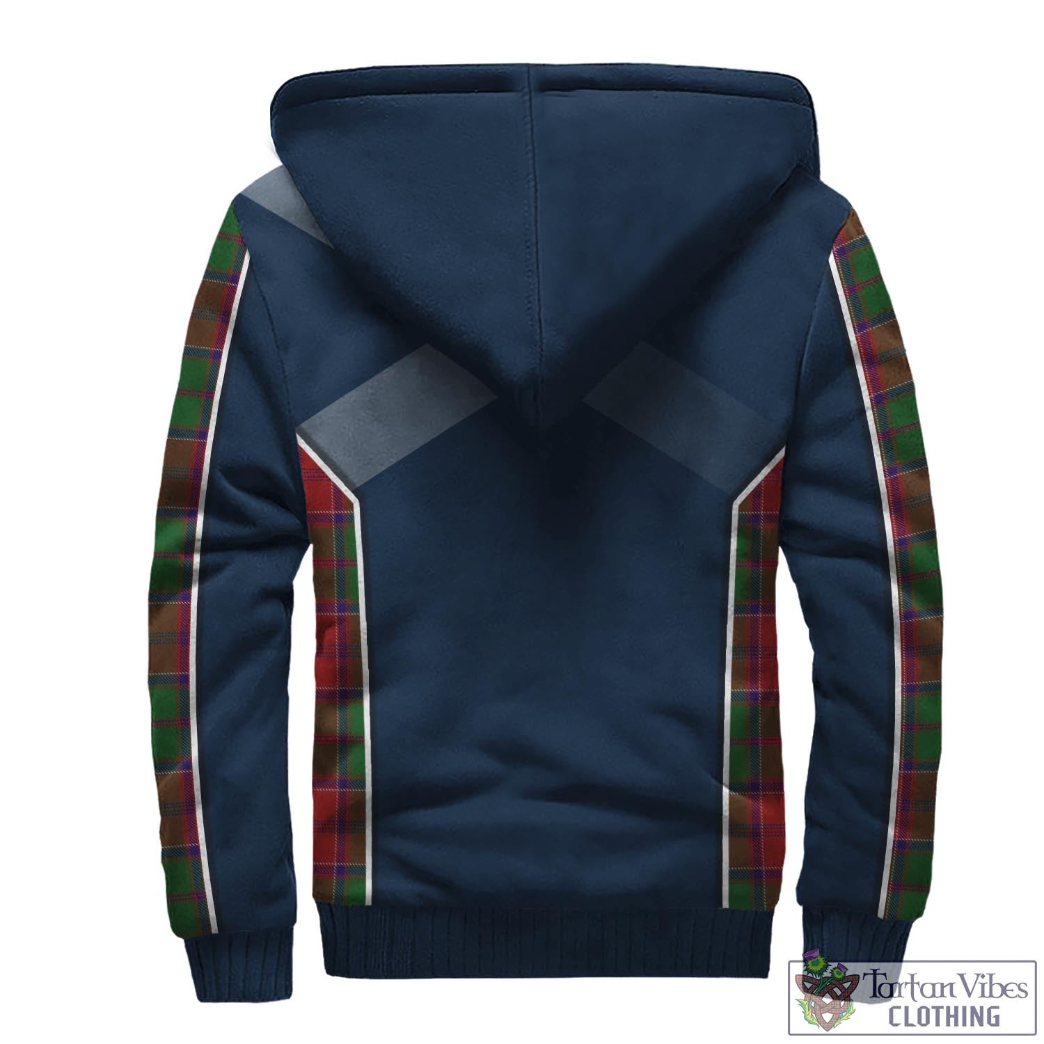 Tartan Vibes Clothing Grant Tartan Sherpa Hoodie with Family Crest and Scottish Thistle Vibes Sport Style