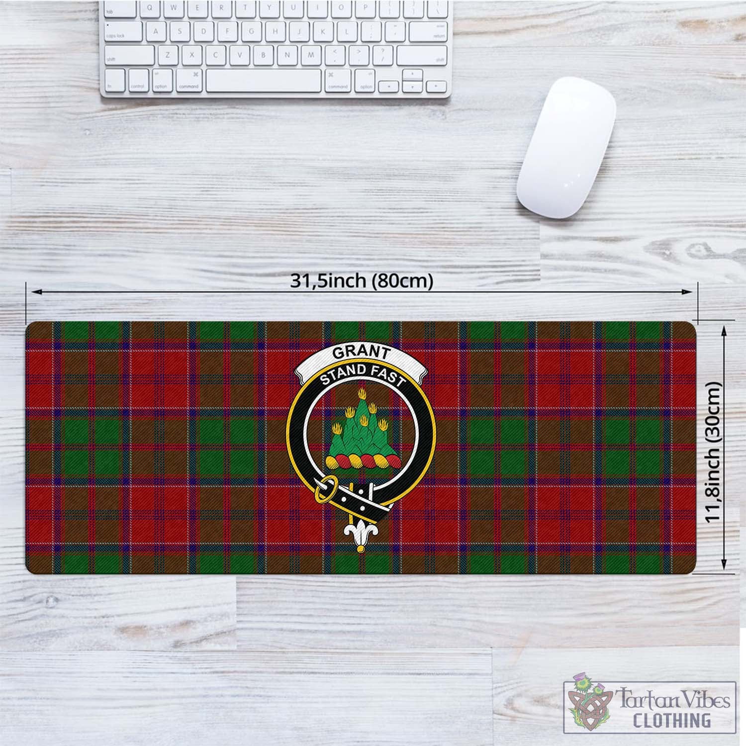 Tartan Vibes Clothing Grant Tartan Mouse Pad with Family Crest