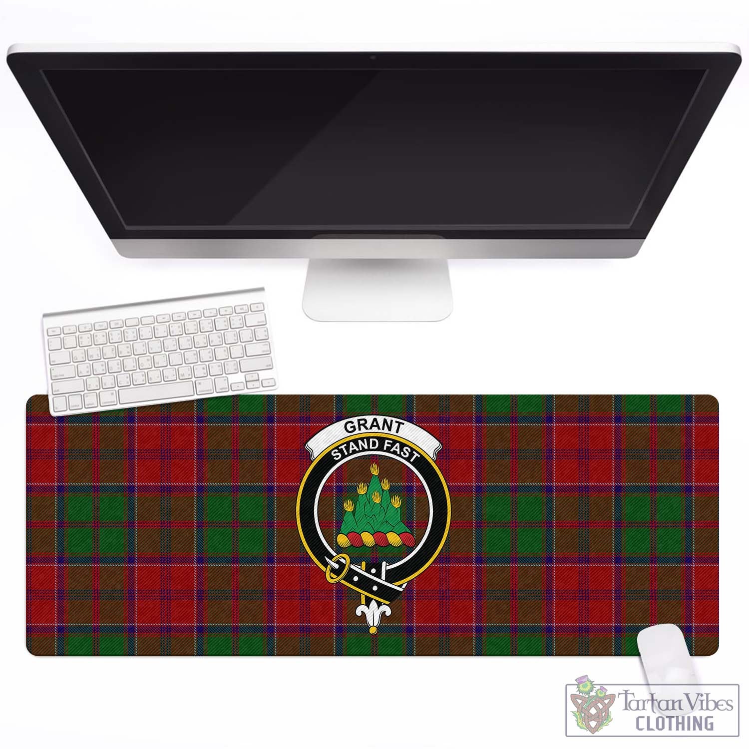 Tartan Vibes Clothing Grant Tartan Mouse Pad with Family Crest