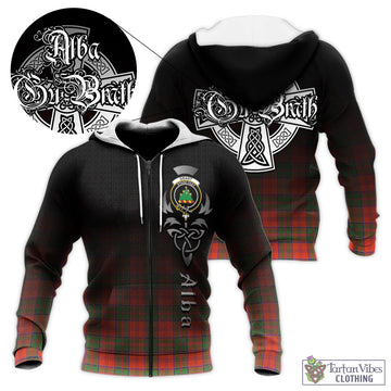 Grant Ancient Tartan Knitted Hoodie Featuring Alba Gu Brath Family Crest Celtic Inspired